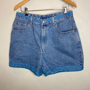 90’s Vintage Women’s Jean Denim Floral Pattern Shorts Bottom Bill Blass Size 14